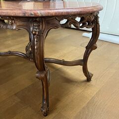 P0755　アンティーク 大理石 センターテーブル 彫刻の画像