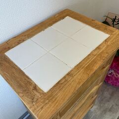 木製キャビネット 北欧風 天板タイル 2個セットの画像