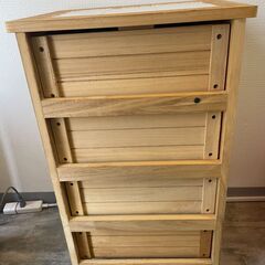 木製キャビネット 北欧風 天板タイル 2個セットの画像