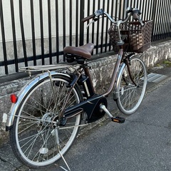 ＜整備済・美品車＞パナソニック・24インチ電動アシスト自転車・ブラウン LEDライト・鍵3個・パンク修理無料券付の画像