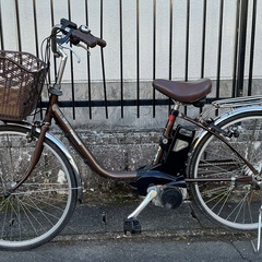 ＜整備済・美品車＞パナソニック・24インチ電動アシスト自転車・ブラウン LEDライト・鍵3個・パンク修理無料券付の画像