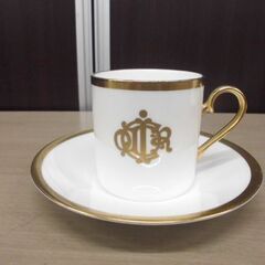 クリスチャンディオール ブロッシュディオール デミカップ＆ソーサー Christian Dior 金彩 2客セット USED品 苫小牧西店の画像