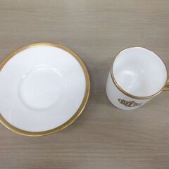 クリスチャンディオール ブロッシュディオール デミカップ＆ソーサー Christian Dior 金彩 2客セット USED品 苫小牧西店の画像