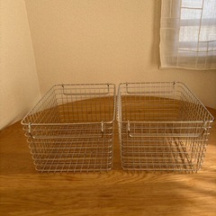無印　ステンレスワイヤーバスケット　2個セットの画像