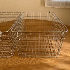 無印　ステンレスワイヤーバスケット　2個セットの画像