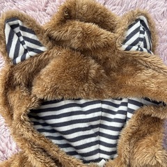 PICNICフード付　くま耳コート　アウター120 ブラウン　ミキハウスの画像