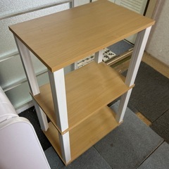 フィット 3段ラック フレーム ホワイト 天板 ナチュラルの画像