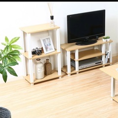 フィット 3段ラック フレーム ホワイト 天板 ナチュラルの画像