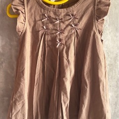 西松屋　ノースリーブワンピース　リボン　ブラウン　90