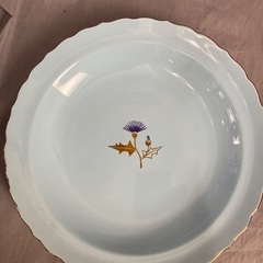たち吉　薄水色　花柄　縁金皿4枚の画像