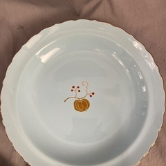 たち吉　薄水色　花柄　縁金皿4枚の画像