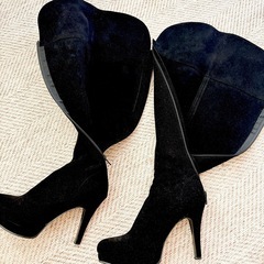 ESPERANZA スエード ロングブーツ M 膝上 23.5〜24cm 美品の画像