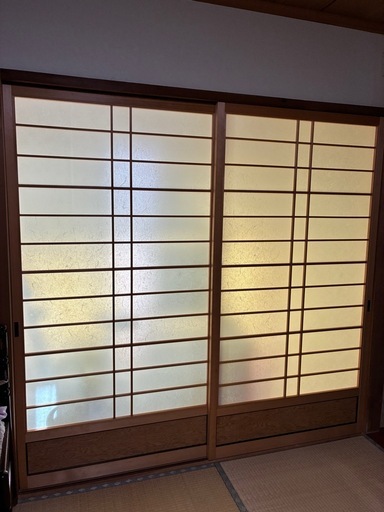 【大型建具開口幅189cm】引き違い戸2枚組　ガラス　和紙風　古民家再生　DIY　
