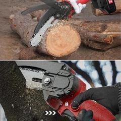 新品未使用　チェーンソー 充電式 大容量バッテリー2個搭載 21V 3.0Ah電量表示 の画像