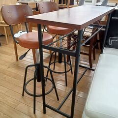 ★リユースのサカイつくば店★TK7611  カウンターテーブルセット ブラウン H91×D35×W100 クリーニング済みの画像