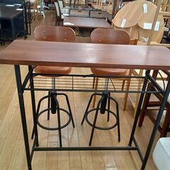 ★リユースのサカイつくば店★TK7611  カウンターテーブルセット ブラウン H91×D35×W100 クリーニング済みの画像