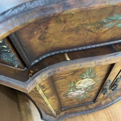 アンティークキャビネット 程度B ブラウン 花柄【取りに来れる方限定】の画像