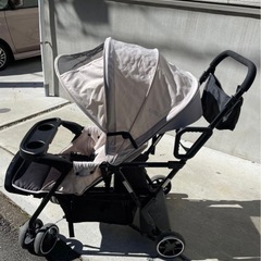 【超美品】KATOJI 二人乗りベビーカー ベージュの画像