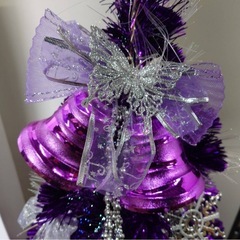 ● DOSHISHA Forest Noel ポット式 LED ファイバーツリー FIBER TREE オーナメント付 120cm 紫 ティンセル パープル 綺麗 クリスマスツリー ③の画像