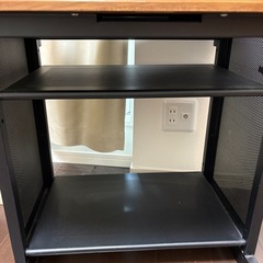 【格安✨美品】パソコン机  引き出し付き スライド ブラウン 棚 の画像