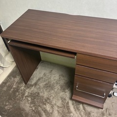 デスク 机 パソコンデスク ブラウン 収納付きの画像