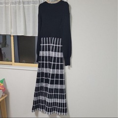 ブルーイースト チェックジャガードニットワンピースの画像