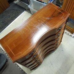 チェストボード 象嵌 幅87cm アンティーク調 5段チェスト サイドチェスト イタリアン ロココ調 丸脚 札幌市 新道東店の画像