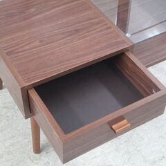 ローテーブル 引き出し付き 幅80cm 天板半分ガラス リビングテーブル ブラウン ☆ 札幌市 北区 屯田 の画像