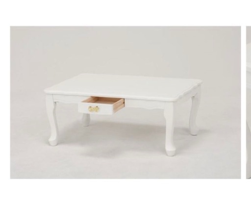折りたたみテーブル ローテーブル 約幅80cm 長方形 ホワイト 猫脚 姫系 引き出し付き リビング ダイニング 子供部屋にぴったりです。