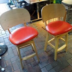 大川家具 貞苅椅子製作所 カウンターテーブルセット テーブル+カウンター椅子2点 回転イス ナチュラル カフェ風 札幌市 東区 新道東店 の画像