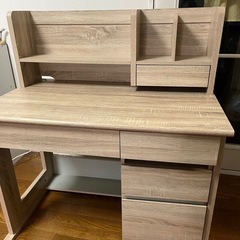 LOWYA ロウヤ 学習机 勉強机 学習机セット 収納 木目調 コードスリット付 幅100cm オーク/ライトグレーの画像