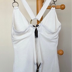 ホワイト タンクトップ ジッパー付きの画像