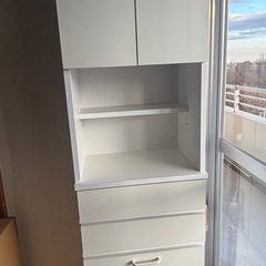 収納ラック 引き出しバスケット付き ホワイトの画像