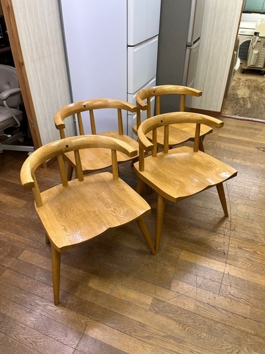 高級家具!! 4脚セット 祭り屋 HIDE ダイニングチェア アームチェア