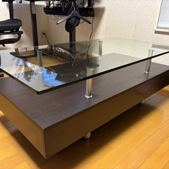 ローテーブル　ガラス　収納付き
の画像