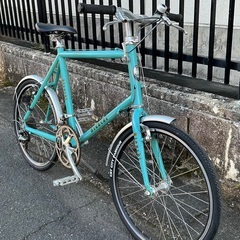 ＜整備済・希少車＞Bianchi lepre・ビアンキ・ミニベロ 2×9変速　前後タイヤ・リアディレーラーハンガー・グリップ新品交換済・パンク修理無料券付の画像