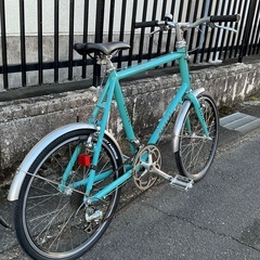 ＜整備済・希少車＞Bianchi lepre・ビアンキ・ミニベロ 2×9変速　前後タイヤ・リアディレーラーハンガー・グリップ新品交換済・パンク修理無料券付の画像