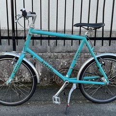 ＜整備済・希少車＞Bianchi lepre・ビアンキ・ミニベロ 2×9変速　前後タイヤ・リアディレーラーハンガー・グリップ新品交換済・パンク修理無料券付の画像