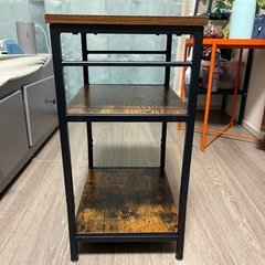 OUTBROS サイドテーブル コンパクト ヴィンテージ風 ナイトテーブル 多機能 オープンラック3段 収納ラック 小物置き の画像