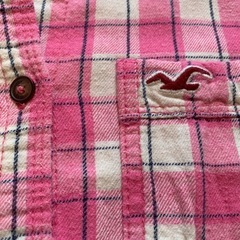 Hollister ピンク チェック柄 ネルシャツ Mの画像