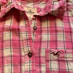 Hollister ピンク チェック柄 ネルシャツ Mの画像