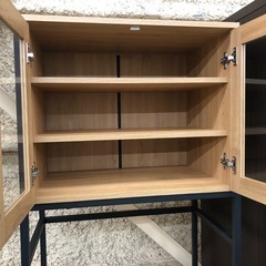 【ドリーム川西店御来店限定】☆ジモティー見たよ♪割引☆  2枚扉食器棚　NA/BLK  クリーニング済み 【2125560000039326】の画像