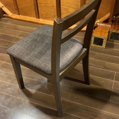 【4脚セット】木製ダイニングチェア（ブラウン）座面グレー／飲食店使用・しっかり構造の画像