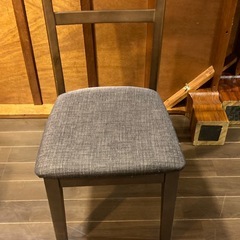 【4脚セット】木製ダイニングチェア（ブラウン）座面グレー／飲食店使用・しっかり構造の画像