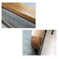 1人掛けソファ ドウシシャ ゆったりリビングチェア 布製 グレー 木製肘掛け 幅74cm 奥行80cm 高さ84cm ファブリック 1Pソファ 札幌 西岡店の画像