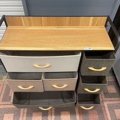 【中古】8個の引き出しチェスト ベージュ・グレー・黒【E1209IL】の画像