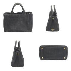 プラダ B2439G トートバッグ ブラック  PRADA カナパ デニムの画像