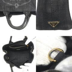 プラダ B2439G トートバッグ ブラック  PRADA カナパ デニムの画像