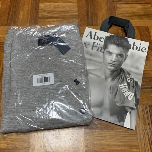 新品タグ付き　Abercrombie & Fitch グレー Vネックセーター
