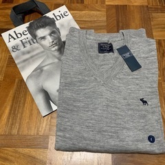 新品タグ付き　Abercrombie & Fitch グレー Vネックセーターの画像